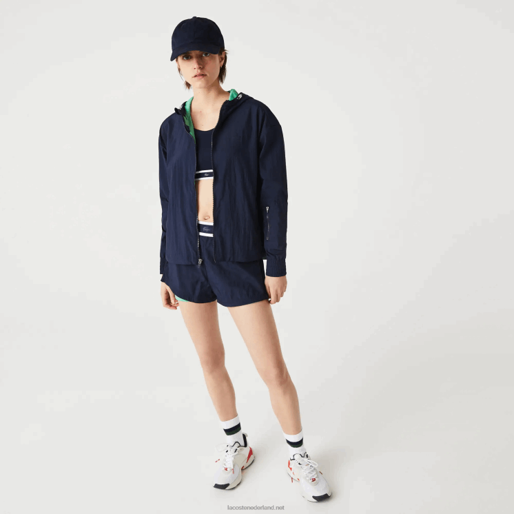 Lacoste sport licht jack met ritssluiting van nylon en mesh 0828H2633 marineblauw groen bwy vrouwen