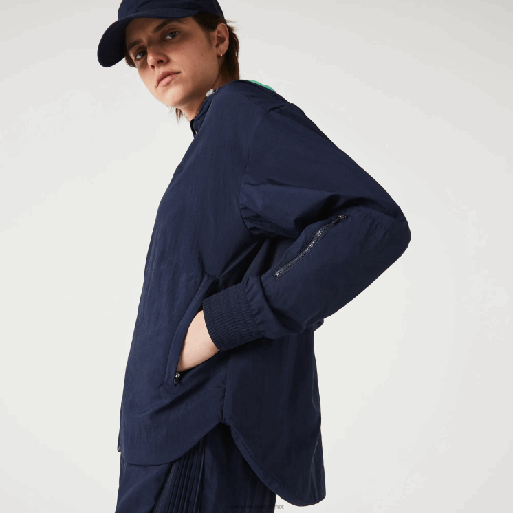 Lacoste sport licht jack met ritssluiting van nylon en mesh 0828H2633 marineblauw groen bwy vrouwen