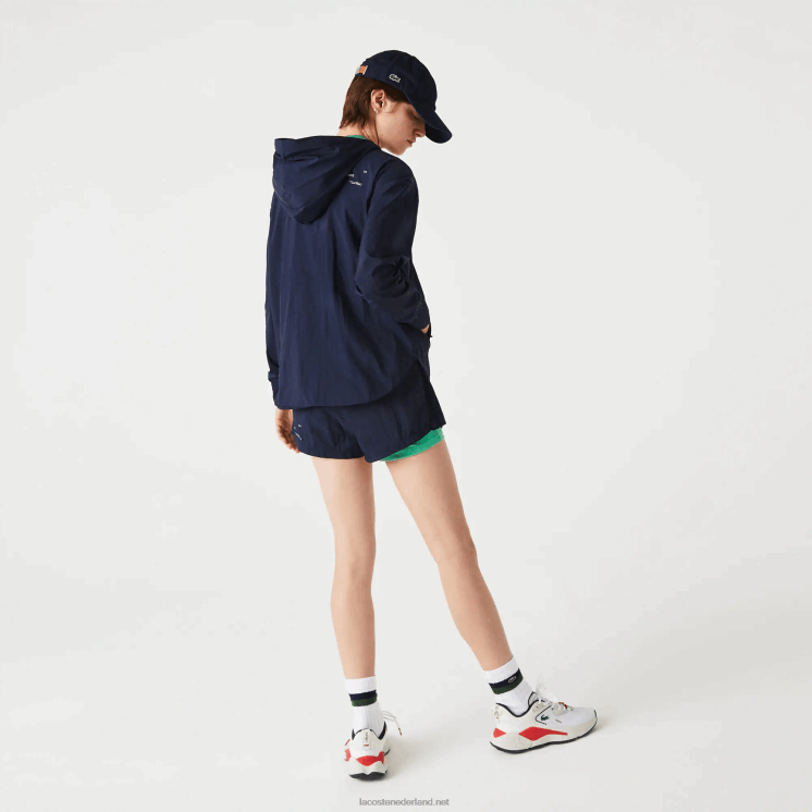 Lacoste sport licht jack met ritssluiting van nylon en mesh 0828H2633 marineblauw groen bwy vrouwen