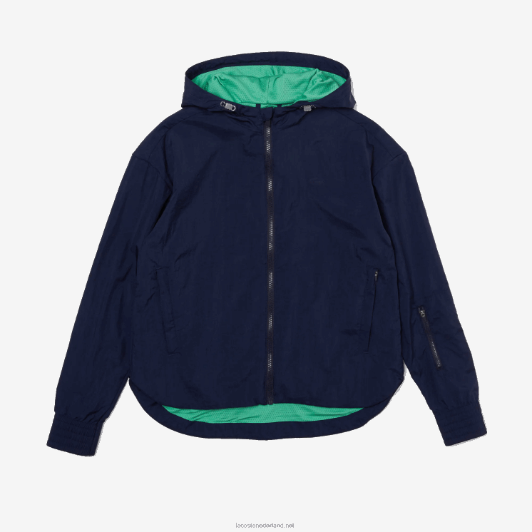 Lacoste sport licht jack met ritssluiting van nylon en mesh 0828H2633 marineblauw groen bwy vrouwen