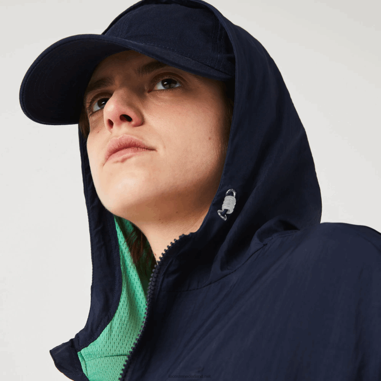 Lacoste sport licht jack met ritssluiting van nylon en mesh 0828H2633 marineblauw groen bwy vrouwen