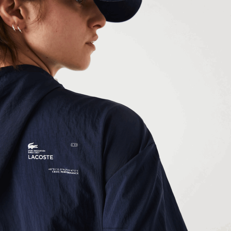 Lacoste sport licht jack met ritssluiting van nylon en mesh 0828H2633 marineblauw groen bwy vrouwen