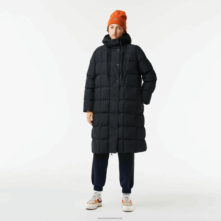 Lacoste waterafstotend omkeerbaar lang jack 0828H2613 zwart 031 vrouwen