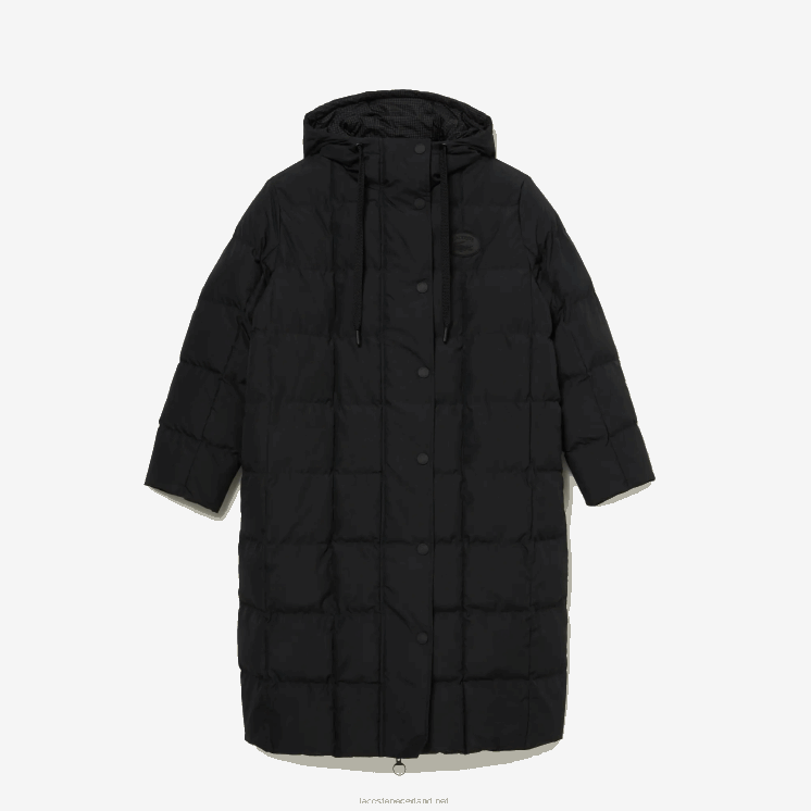 Lacoste waterafstotend omkeerbaar lang jack 0828H2613 zwart 031 vrouwen