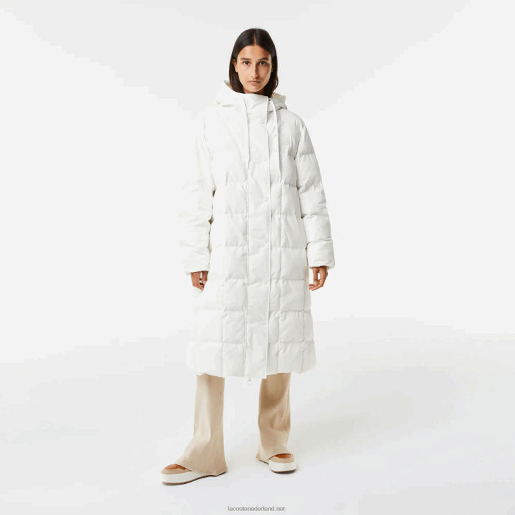 Lacoste waterafstotend omkeerbaar lang jack 0828H2614 wit 70v vrouwen