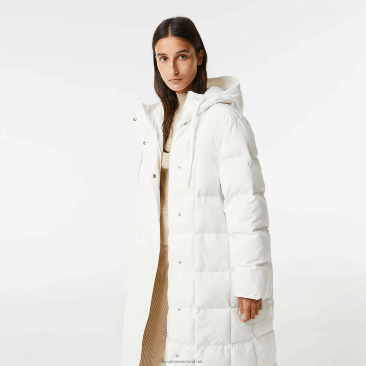 Lacoste waterafstotend omkeerbaar lang jack 0828H2614 wit 70v vrouwen