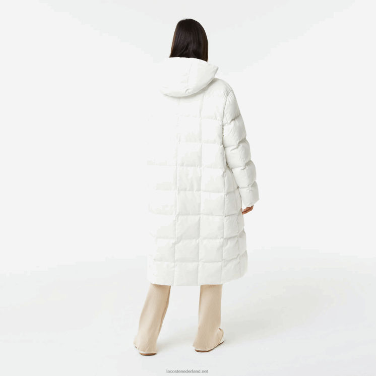 Lacoste waterafstotend omkeerbaar lang jack 0828H2614 wit 70v vrouwen