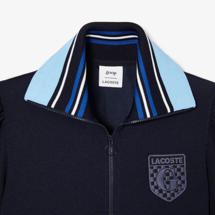lacoste x goop tweelaags piqué jack 0828H2669 marineblauw 166 vrouwen