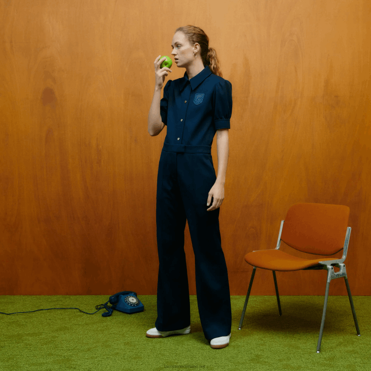 lacoste x goop tweelaagse piqué jumpsuit 0828H2666 marineblauw 166 vrouwen