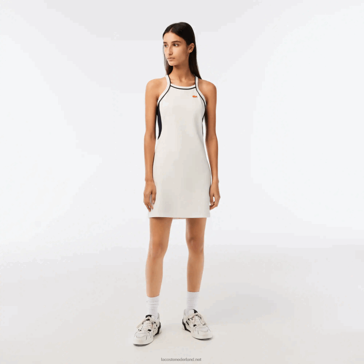 Lacoste Frans gemaakt tennisjurkje van biologisch katoen 0828H2380 wit 70v vrouwen
