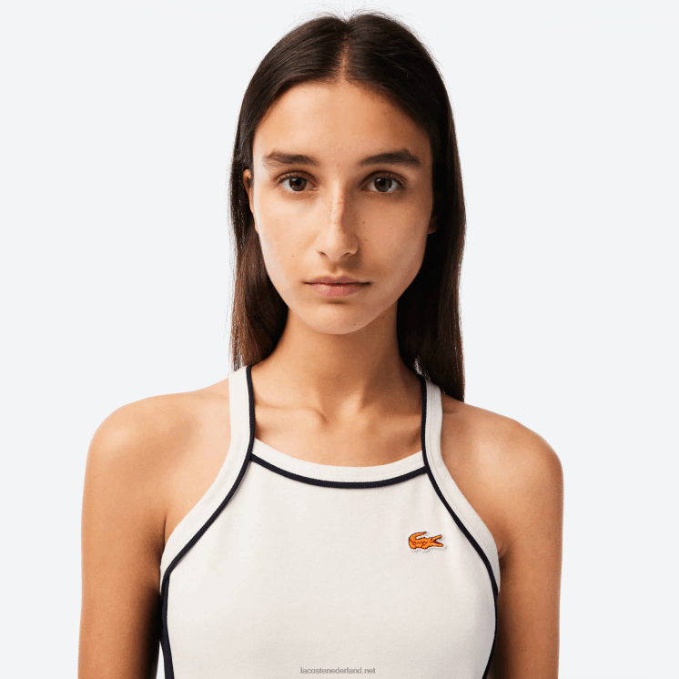 Lacoste Frans gemaakt tennisjurkje van biologisch katoen 0828H2380 wit 70v vrouwen