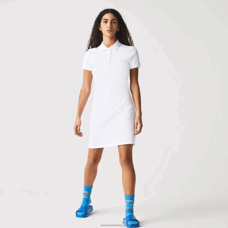 Lacoste Pique polojurk van stretchkatoen 0828H2369 wit 001 vrouwen