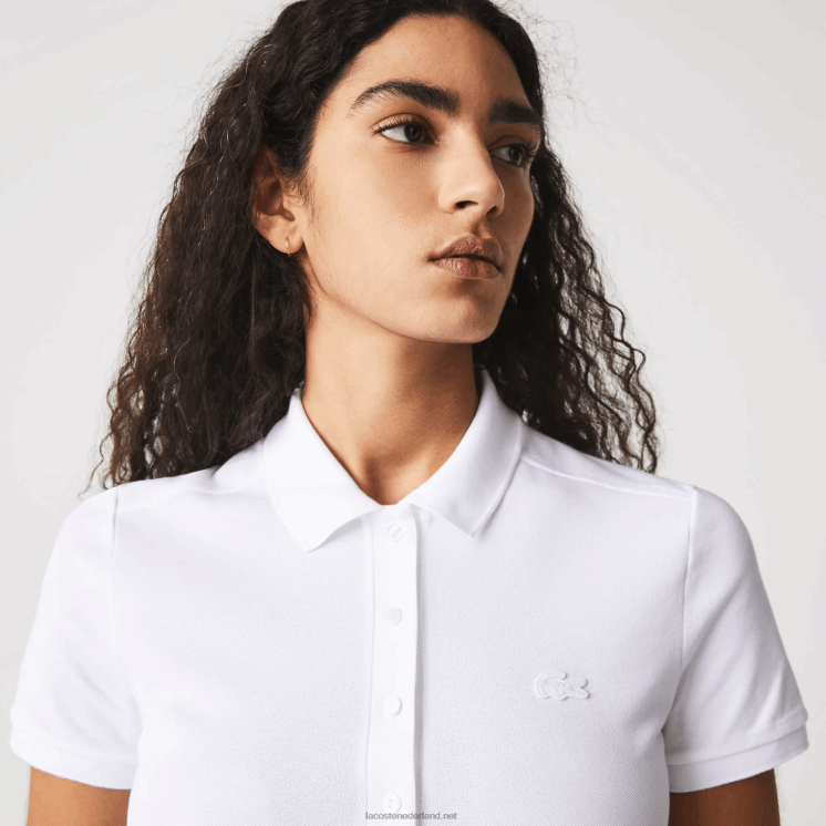Lacoste Pique polojurk van stretchkatoen 0828H2369 wit 001 vrouwen