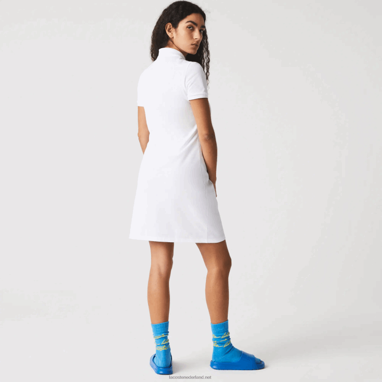 Lacoste Pique polojurk van stretchkatoen 0828H2369 wit 001 vrouwen