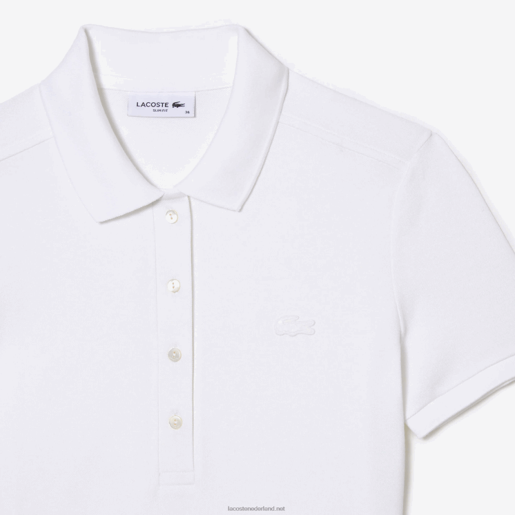 Lacoste Pique polojurk van stretchkatoen 0828H2369 wit 001 vrouwen