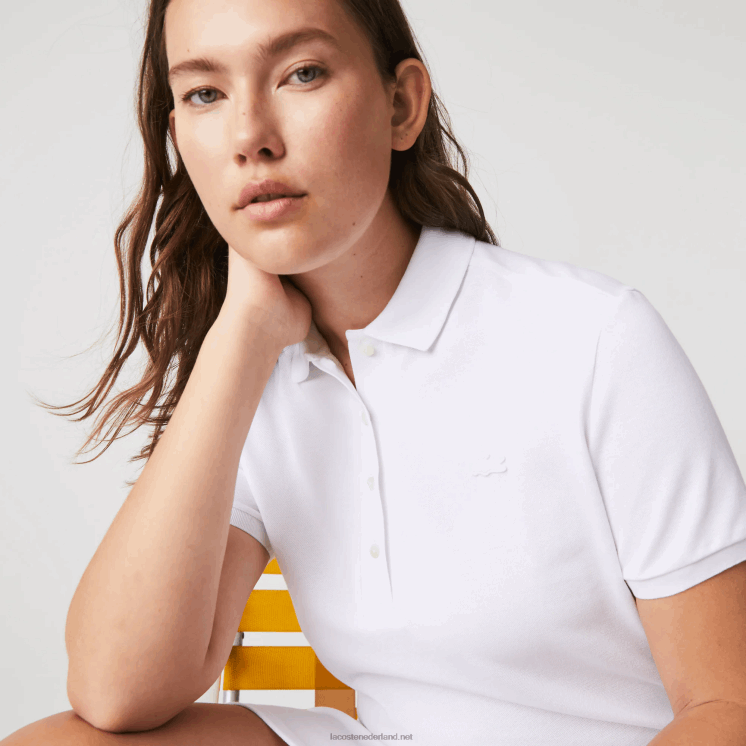 Lacoste Pique polojurk van stretchkatoen 0828H2369 wit 001 vrouwen