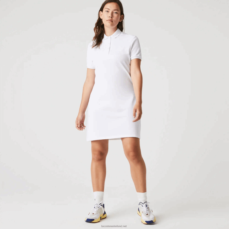 Lacoste Pique polojurk van stretchkatoen 0828H2369 wit 001 vrouwen