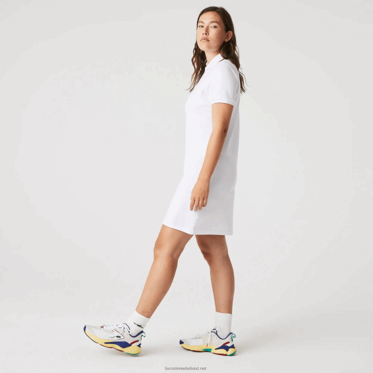 Lacoste Pique polojurk van stretchkatoen 0828H2369 wit 001 vrouwen