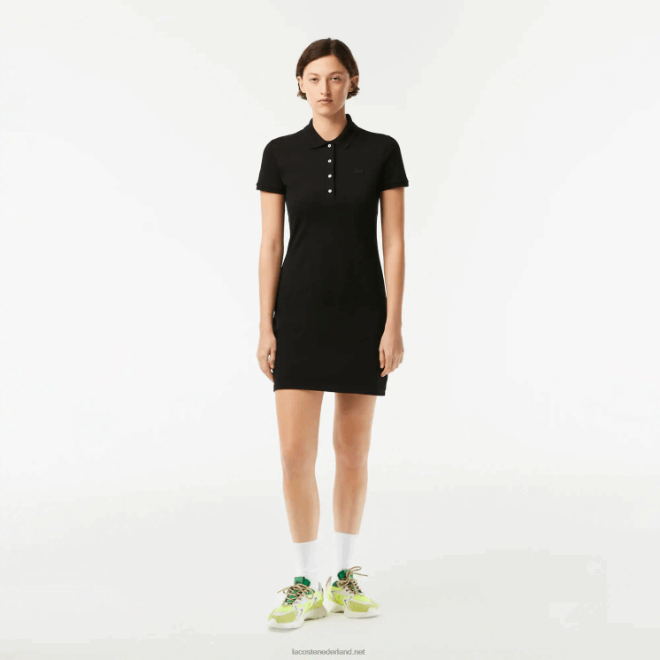 Lacoste Pique polojurk van stretchkatoen 0828H2370 zwart 031 vrouwen