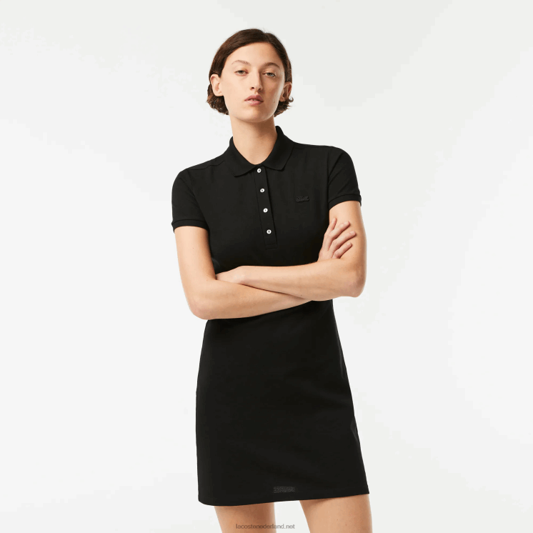 Lacoste Pique polojurk van stretchkatoen 0828H2370 zwart 031 vrouwen