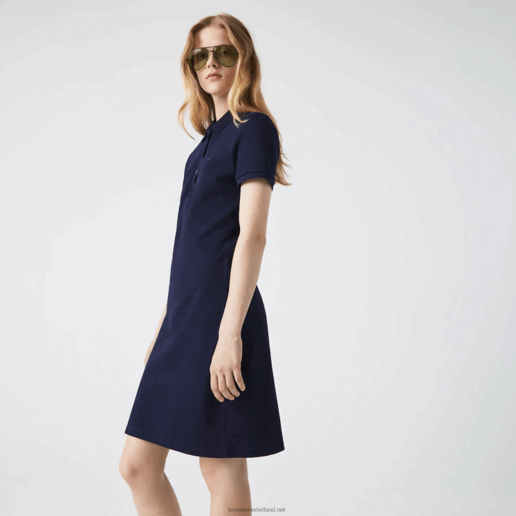 Lacoste Pique polojurk van stretchkatoen 0828H2371 marineblauw 166 vrouwen