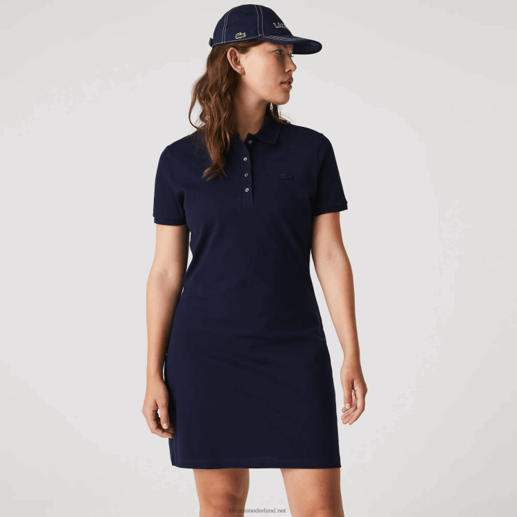 Lacoste Pique polojurk van stretchkatoen 0828H2371 marineblauw 166 vrouwen