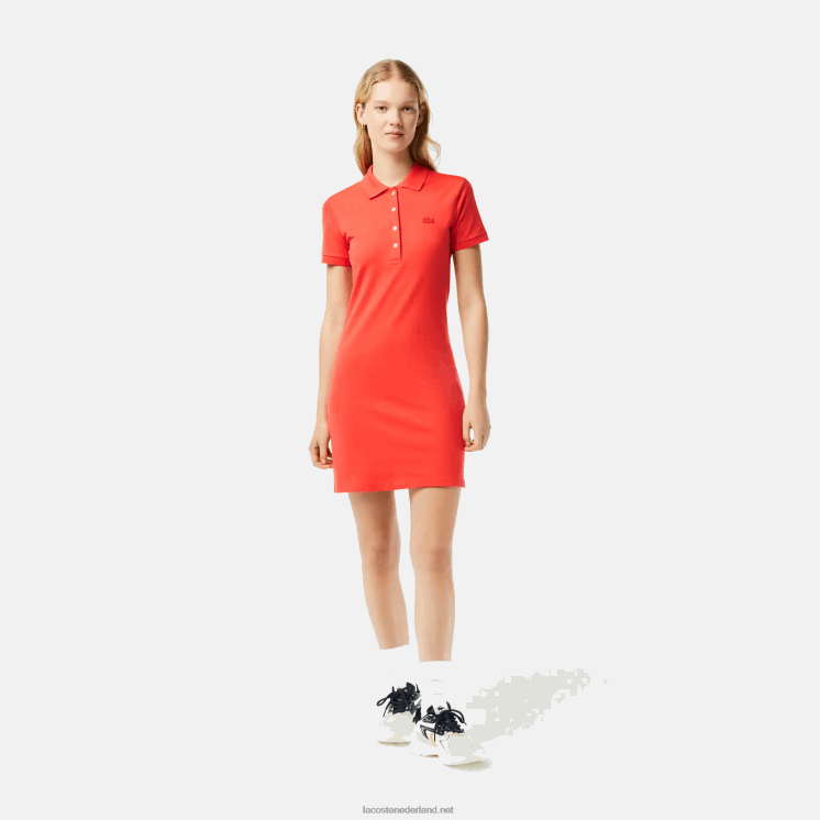 Lacoste Pique polojurk van stretchkatoen 0828H2377 oranje 02k vrouwen