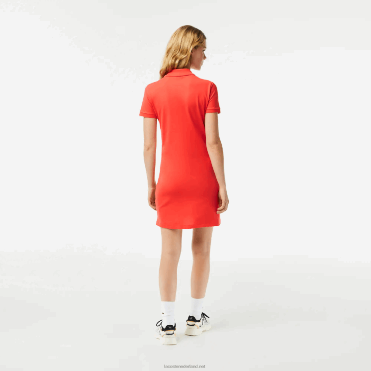Lacoste Pique polojurk van stretchkatoen 0828H2377 oranje 02k vrouwen