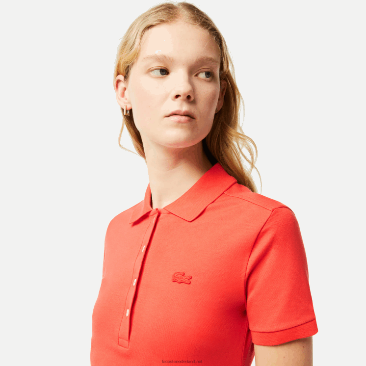 Lacoste Pique polojurk van stretchkatoen 0828H2377 oranje 02k vrouwen