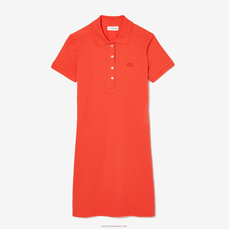 Lacoste Pique polojurk van stretchkatoen 0828H2377 oranje 02k vrouwen