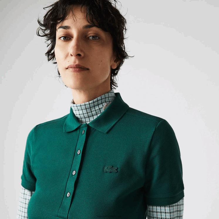 Lacoste Pique polojurk van stretchkatoen 0828H2467 groen 3m2 vrouwen