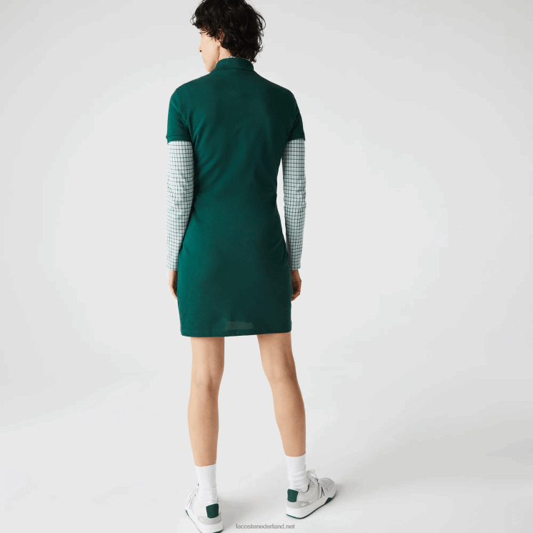 Lacoste Pique polojurk van stretchkatoen 0828H2467 groen 3m2 vrouwen