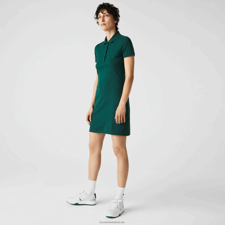 Lacoste Pique polojurk van stretchkatoen 0828H2467 groen 3m2 vrouwen