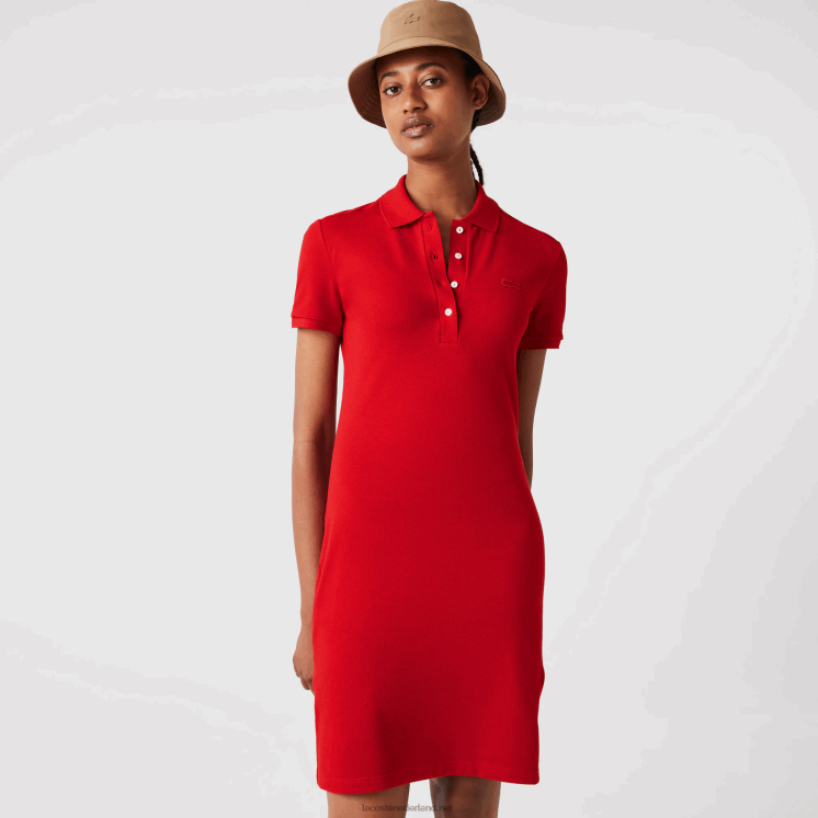 Lacoste Pique polojurk van stretchkatoen 0828H2472 rood 240 vrouwen