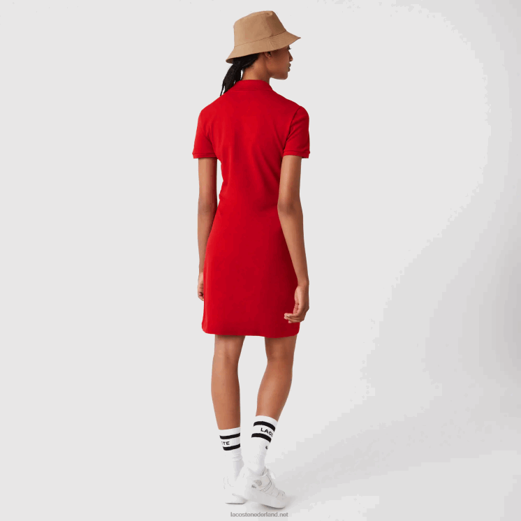 Lacoste Pique polojurk van stretchkatoen 0828H2472 rood 240 vrouwen
