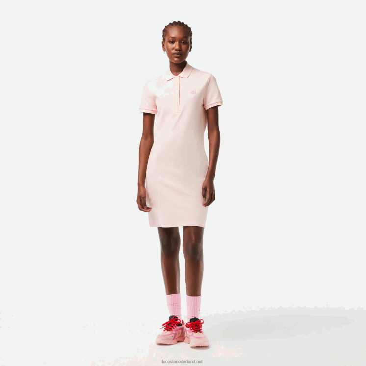 Lacoste Pique polojurk van stretchkatoen 0828H2476 licht roze adi vrouwen
