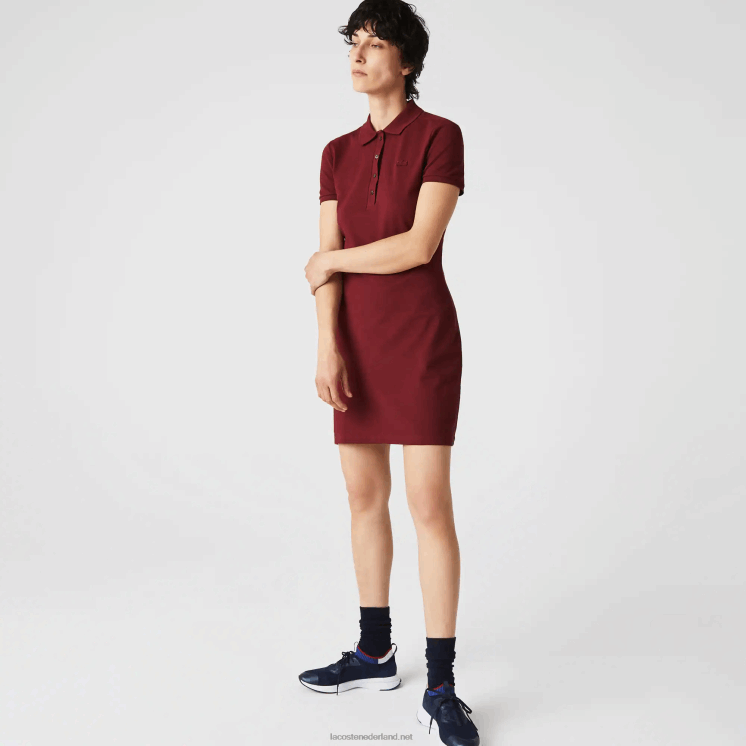 Lacoste Pique polojurk van stretchkatoen 0828H2513 bordeaux z7f vrouwen