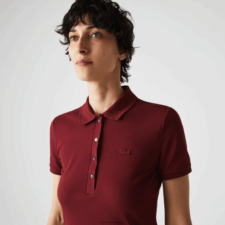 Lacoste Pique polojurk van stretchkatoen 0828H2513 bordeaux z7f vrouwen
