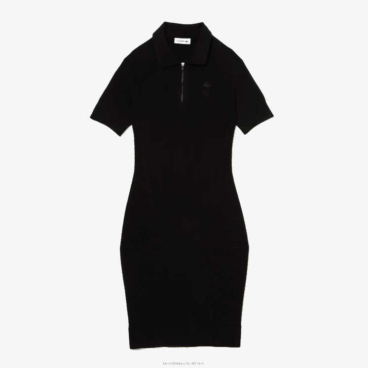 Lacoste gebreide jurk met ritssluiting aan de voorkant 0828H2481 zwart 031 vrouwen