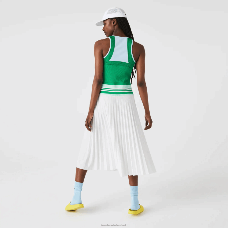 Lacoste geplooide tanktopjurk met kleurvlakken 0828H2497 blauw groen wit 2c5 vrouwen