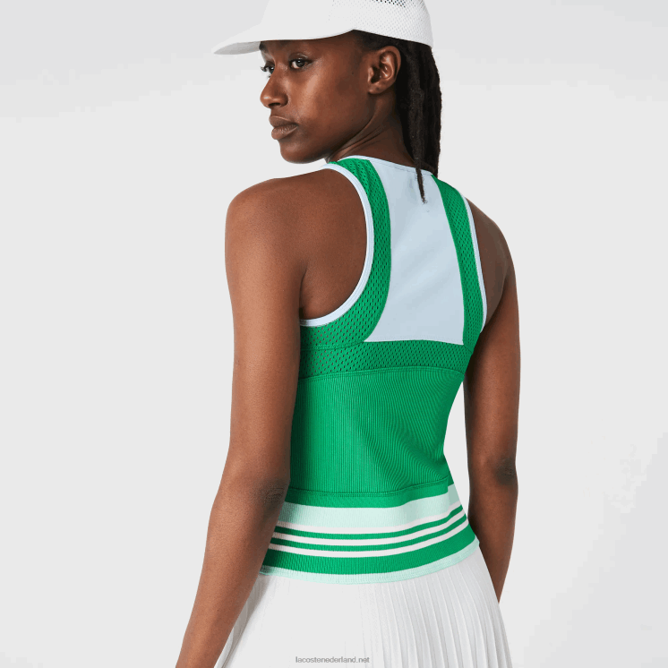 Lacoste geplooide tanktopjurk met kleurvlakken 0828H2497 blauw groen wit 2c5 vrouwen