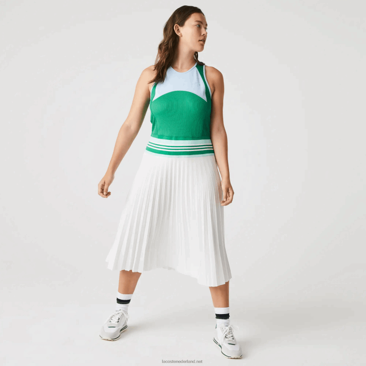 Lacoste geplooide tanktopjurk met kleurvlakken 0828H2497 blauw groen wit 2c5 vrouwen