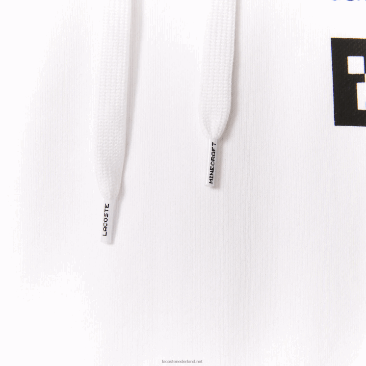 Lacoste live x minecraft hoodie-jurk van organisch fleece 0828H2521 wit 001 vrouwen