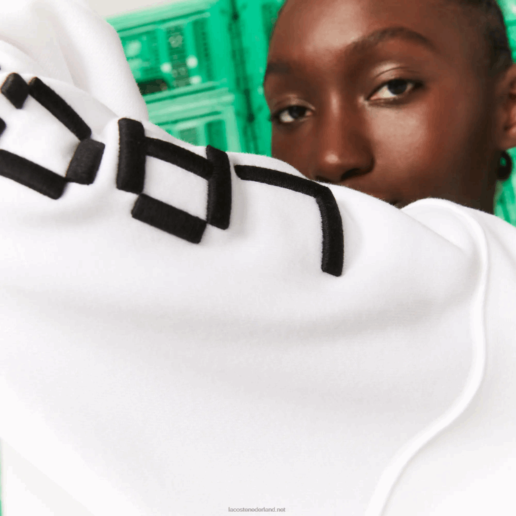 Lacoste live x minecraft hoodie-jurk van organisch fleece 0828H2521 wit 001 vrouwen