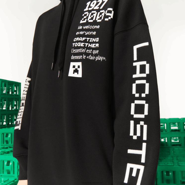 Lacoste live x minecraft hoodie-jurk van organisch fleece 0828H2522 zwart 031 vrouwen