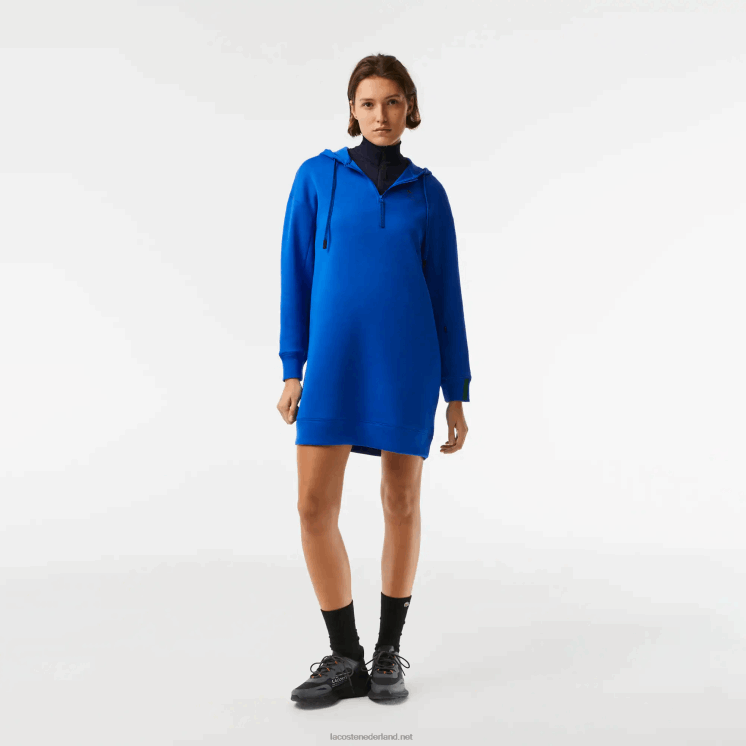 Lacoste losvallende katoenen piqué jurk 0828H2473 blauw k1q vrouwen