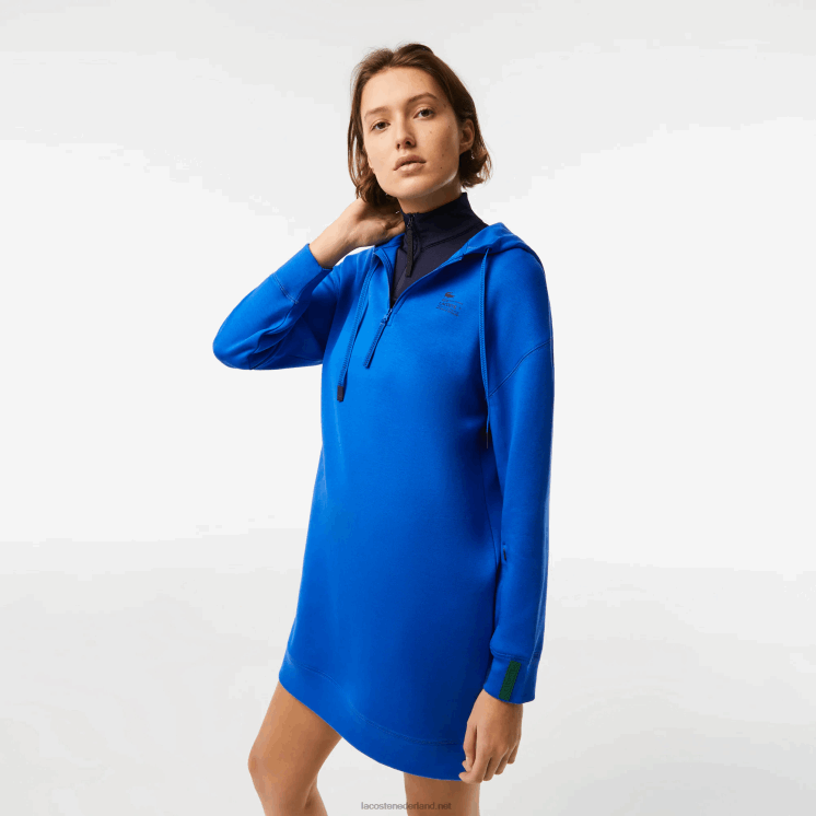 Lacoste losvallende katoenen piqué jurk 0828H2473 blauw k1q vrouwen