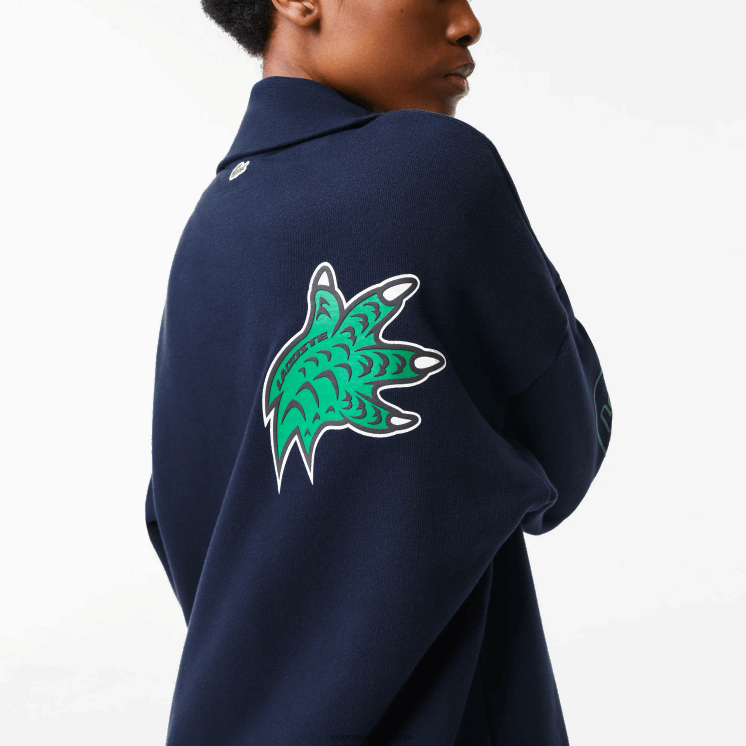 Lacoste oversized polojurk met rits aan de hals 0828H2492 marineblauw 166 vrouwen