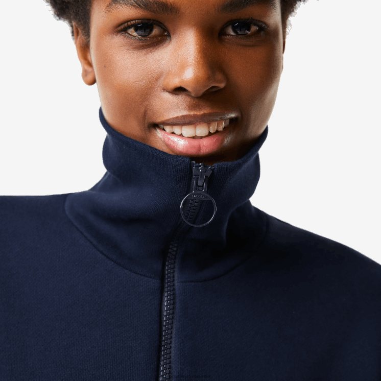 Lacoste oversized polojurk met rits aan de hals 0828H2492 marineblauw 166 vrouwen