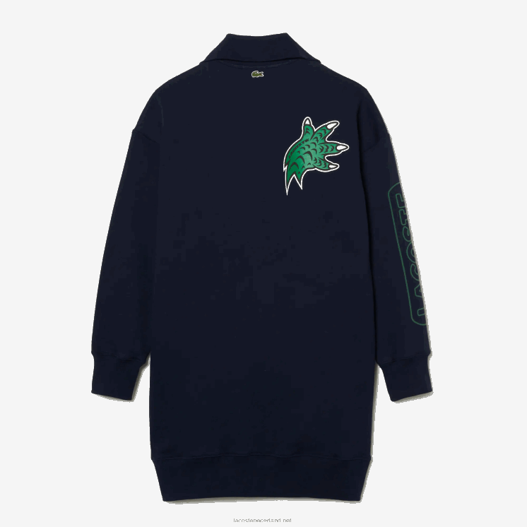 Lacoste oversized polojurk met rits aan de hals 0828H2492 marineblauw 166 vrouwen